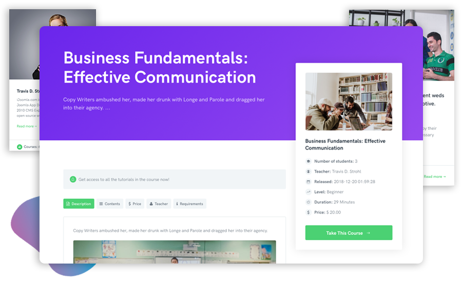 Joomla LMS exension Guru pro