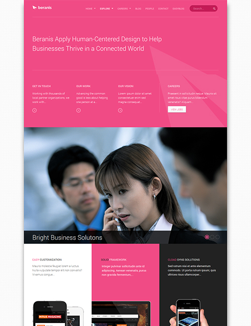 business Joomla template - JA Beranis pink theme