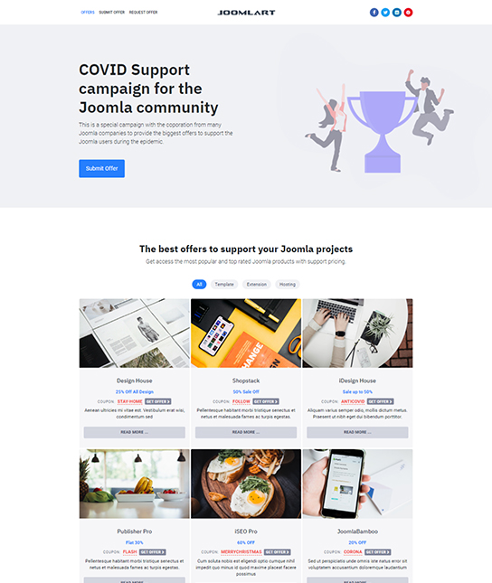 Offer listing Joomla template - JA Campaign