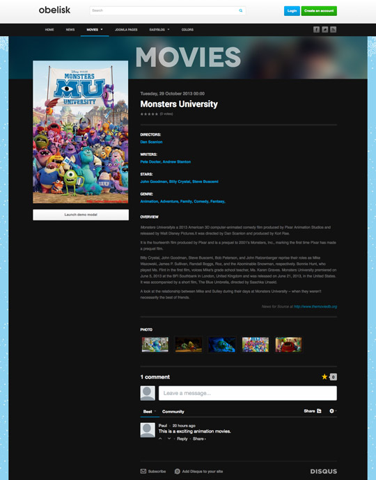 movie and entertainment joomla template - ja obelisk
