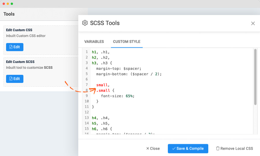 Joomla template scss customization