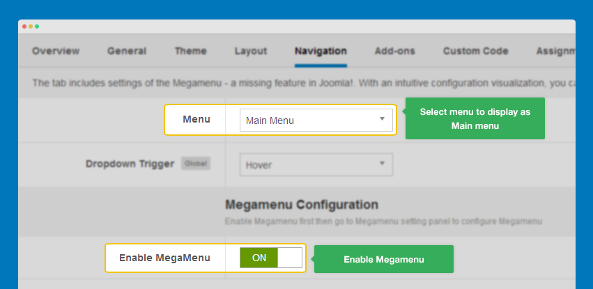 Enable Megamenu